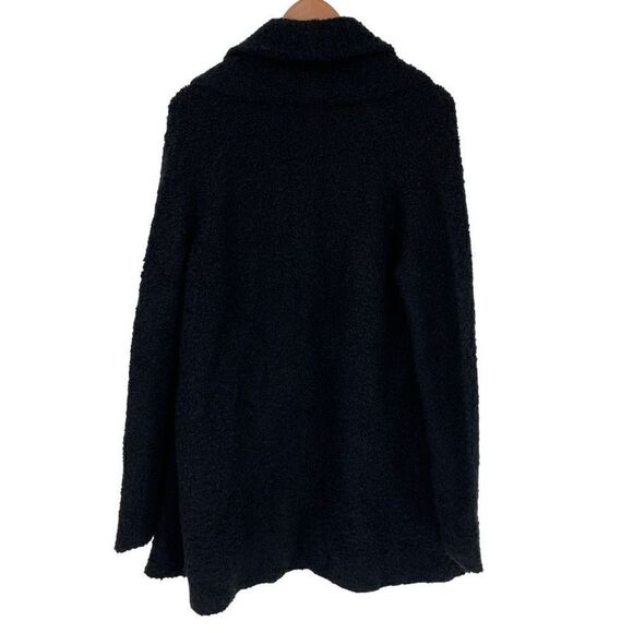 Joie Solome Fuzzy Teddy Wool Blend Shawl Collar Cardigan Sweater Black Medium - Picture 4 of 6